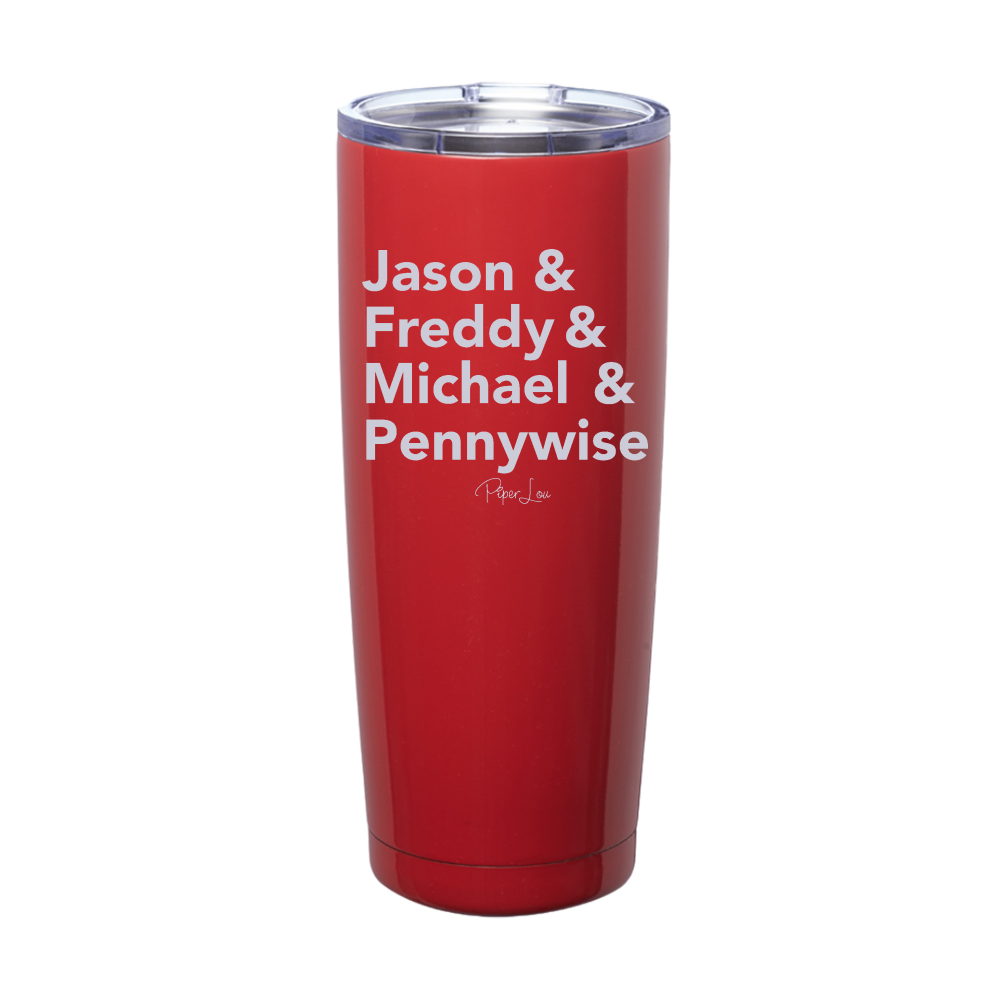 Jason And Freddy And Michael And Pennywise Laser Etched Tumbler