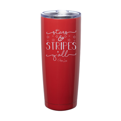 Stars And Stripes Y'all Laser Etched Tumbler