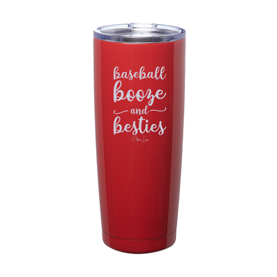 Baseball Booze And Besties Laser Etched Tumbler