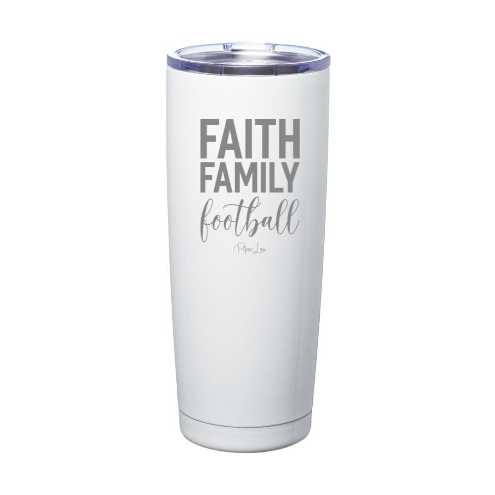 Faith Family Football Laser Etched Tumbler
