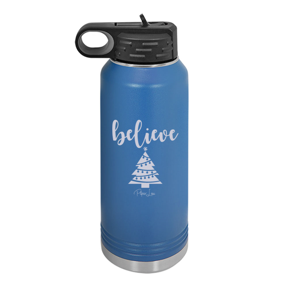 Believe Christmas Tree Water Bottle