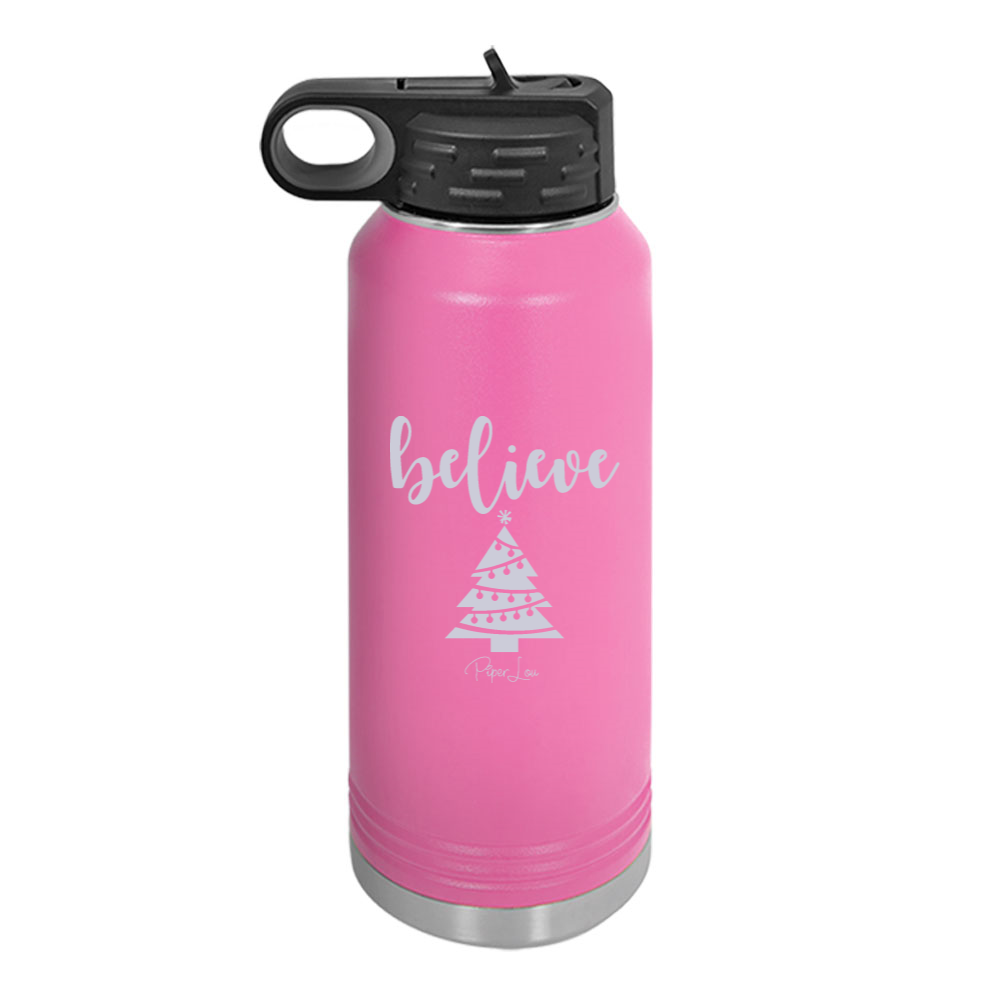 Believe Christmas Tree Water Bottle