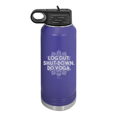 Log Out Shut Down Do Yoga Water Bottle