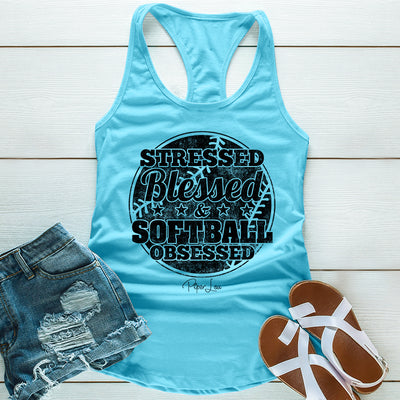 Stressed Blessed Softball Obsessed