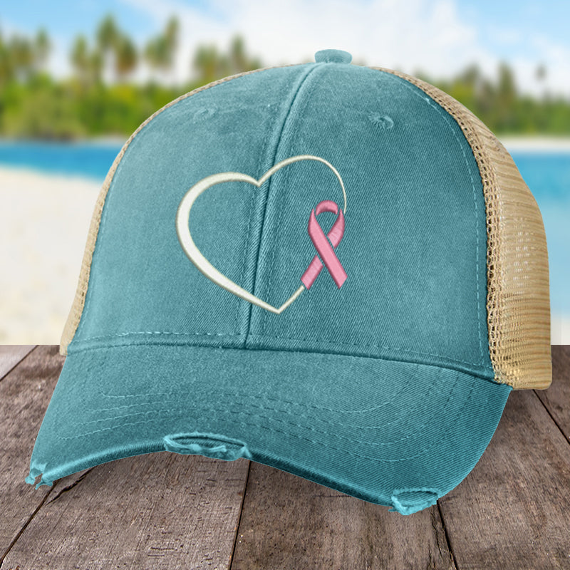Breast Cancer Heart Ribbon Hat