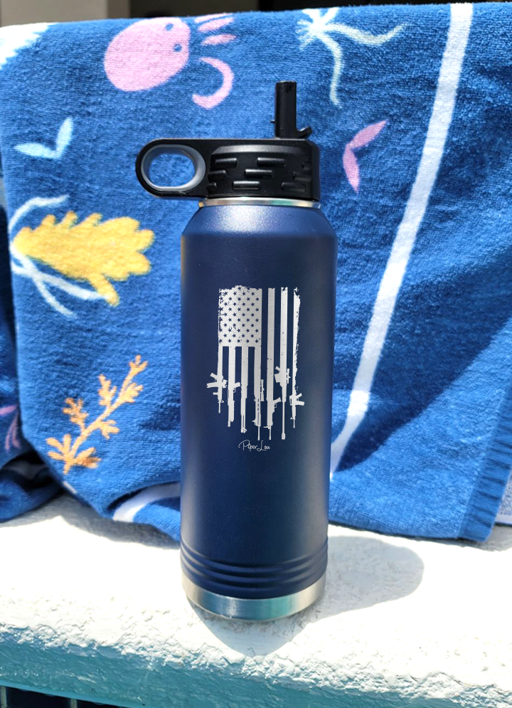 USA Gun Flag Water Bottle