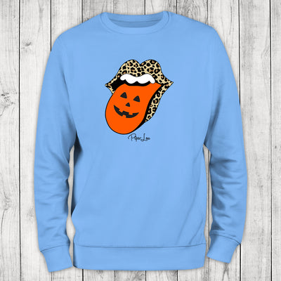 Leopard Halloween Tongue Graphic Crewneck Sweatshirt