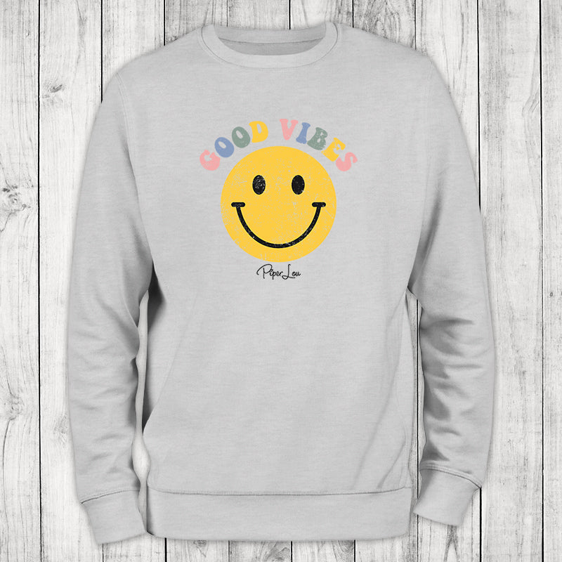 Good Vibes Smiley Graphic Crewneck Sweatshirt