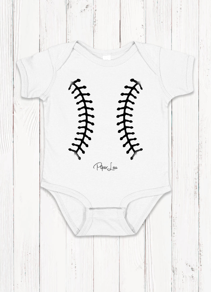 Baseball Stitches Baby Onesie
