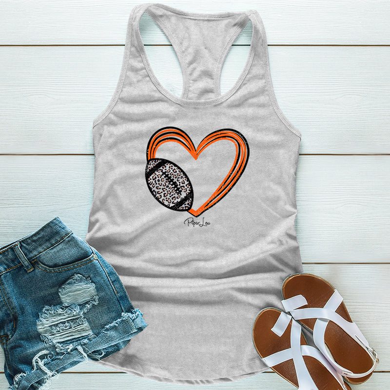 Football Heart Orange Black Graphic Tee