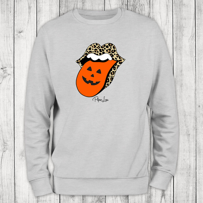 Leopard Halloween Tongue Graphic Crewneck Sweatshirt