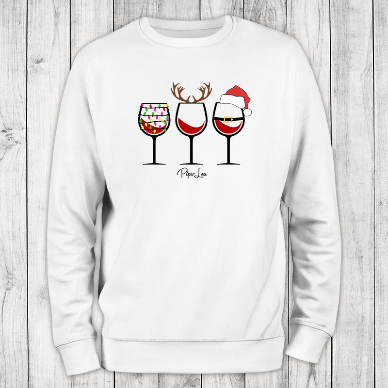 Christmas Wine Glasses Graphic Crewneck Sweatshirt