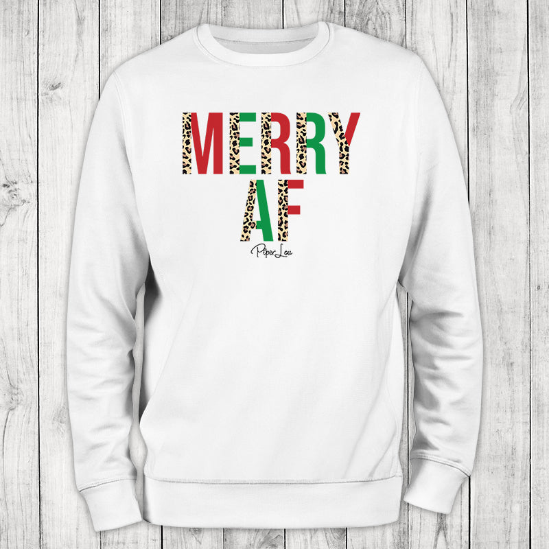 Merry AF Leopard Graphic Crewneck Sweatshirt