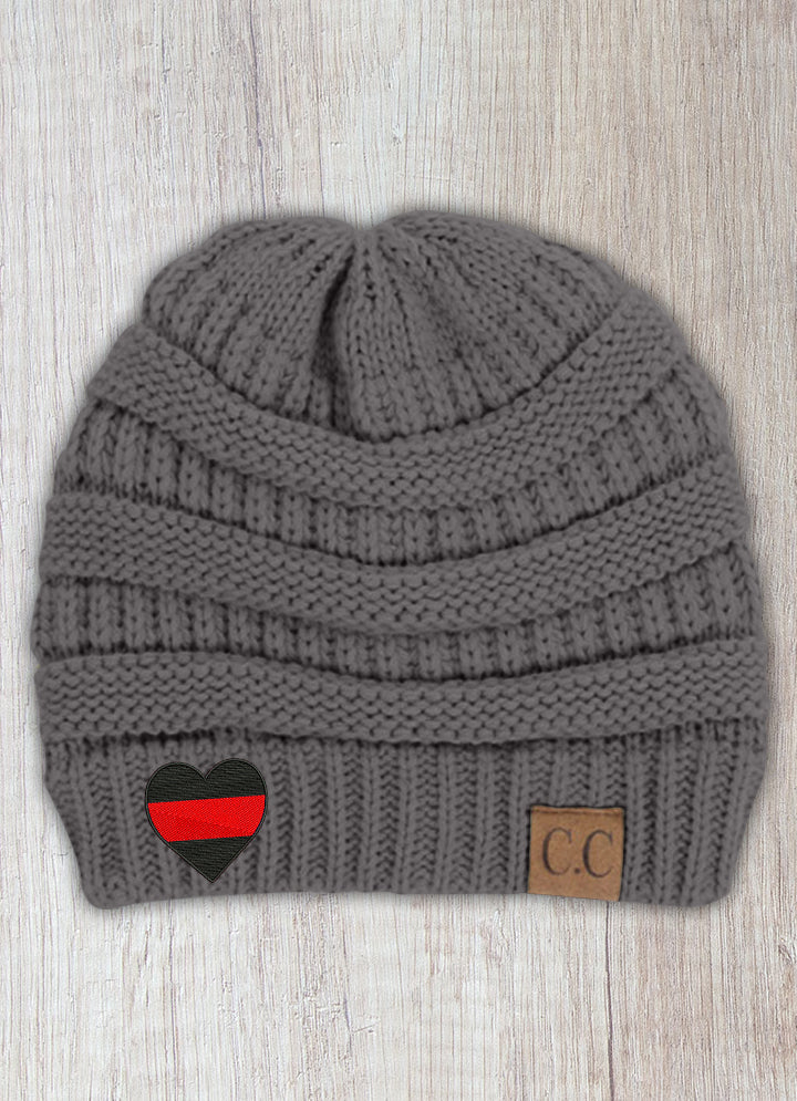 Red Line Heart C.C Thick Knit Soft Beanie